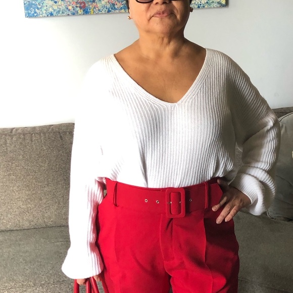 White oversized ribbed sweater - Picture 3 of 7